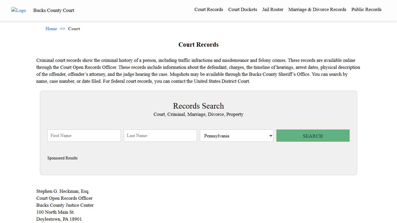 Court Records Bucks County Court